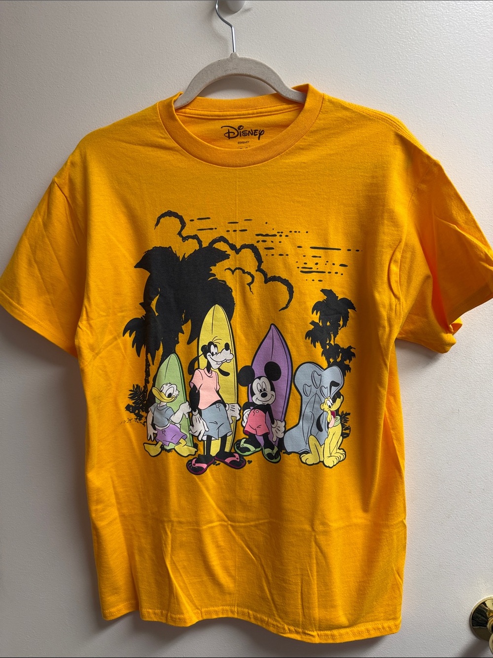 Disney Yellow Orange Surf Character Graphic Tee - Mickey and Friends